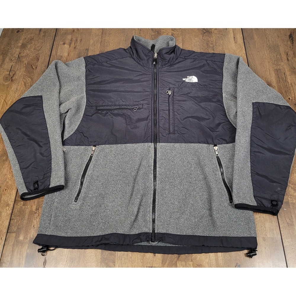 The North Face Denali Jacket Mens Large Gray Black Full Zip Fleece Gorpcore